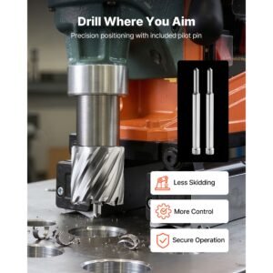 annular cutter set, 16 pcs weldon shank mag drill bits kit, 1" cutting depth, 7/16" to 1 3/8" cutting diameter, hss, 14 drill bits with 2 pilot pins, plastic case, for magnetic drills, steel
