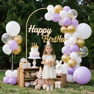 arch backdrop stand, 6.6 x 3.3 ft, stable structure, easy assembly, 1 piece gold metal arch backdrop stand for wedding, birthday party, graduation, holiday celebration, and ceremony decoration