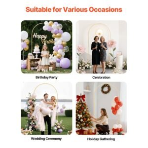 Arch Backdrop Stand, 6.6 x 3.3 ft, Stable Structure, Easy Assembly, 1 Piece Gold Metal Arch Backdrop Stand for Wedding, Birthday Party, Graduation, Holiday Celebration, and Ceremony Decoration