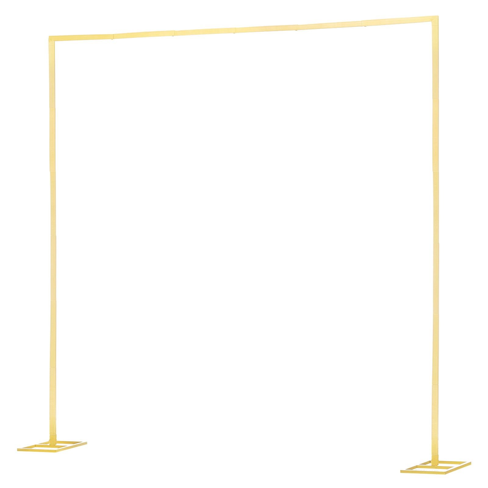 arch backdrop stand, 8 x 8 ft, stable structure, easy assembly, square gold metal arch backdrop stand for wedding, birthday party, graduation, holiday celebration, and ceremony decoration