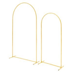 Arch Backdrop Stand, Set of 2, 7.2 ft and 6 ft, Stable Structure, Easy Assembly, Gold Metal Arch Backdrop Stand for Wedding, Birthday Party, Graduation, Celebration, and Ceremony Decoration