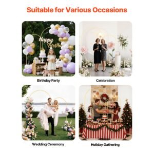 arch backdrop stand, set of 2, 7.2 ft and 6 ft, stable structure, easy assembly, gold metal arch backdrop stand for wedding, birthday party, graduation, celebration, and ceremony decoration