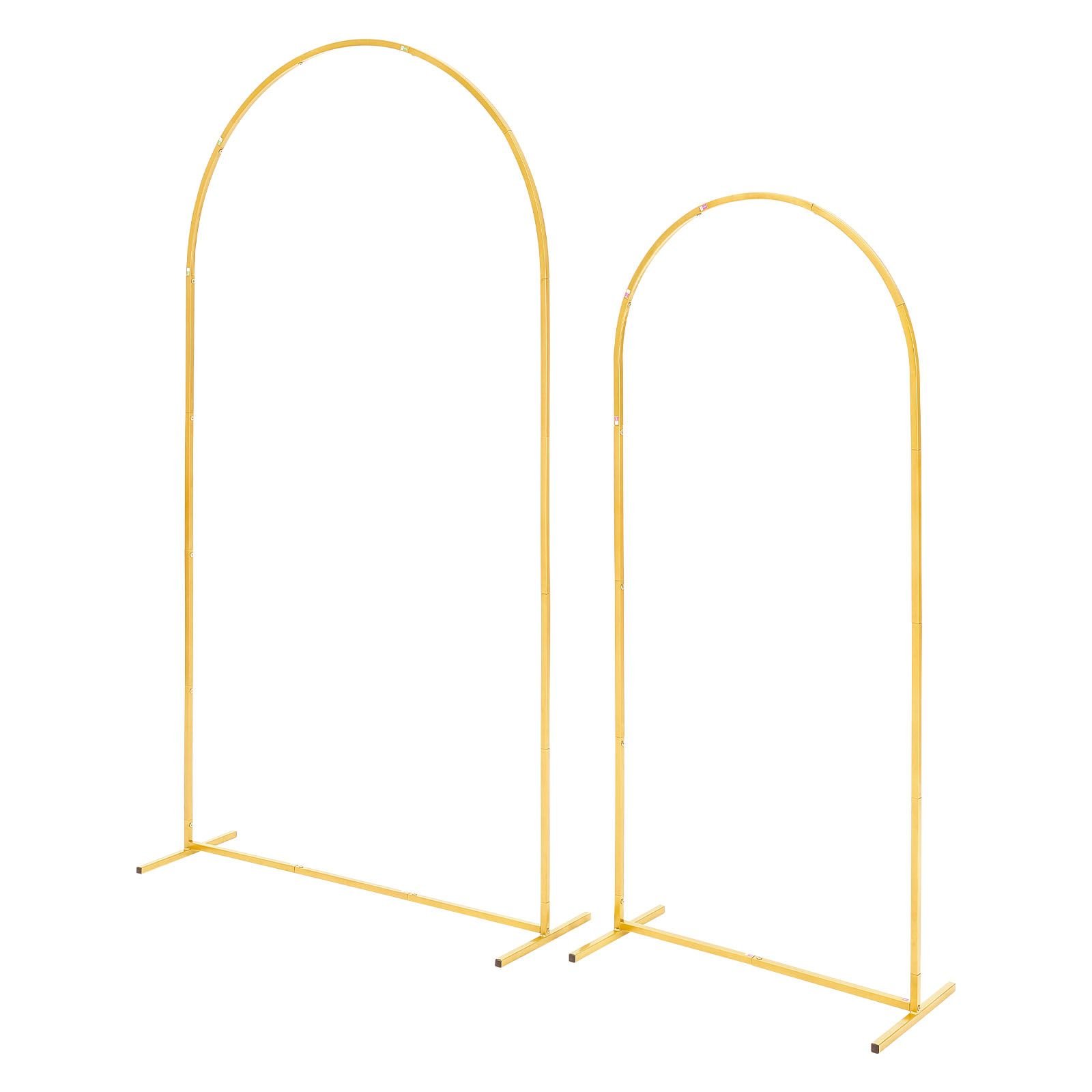 arch backdrop stand, set of 2, 7.2 ft and 6 ft, stable structure, easy assembly, gold metal arch backdrop stand for wedding, birthday party, graduation, celebration, and ceremony decoration
