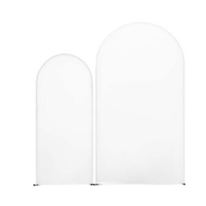 arch backdrop stand, set of 2, 7.2 ft and 6 ft, stable structure, easy assembly, gold metal arch backdrop stand with cover for wedding, birthday party, celebration, and ceremony decoration
