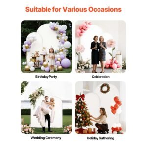 arch backdrop stand, set of 2, 7.2 ft and 6 ft, stable structure, easy assembly, gold metal arch backdrop stand with cover for wedding, birthday party, celebration, and ceremony decoration