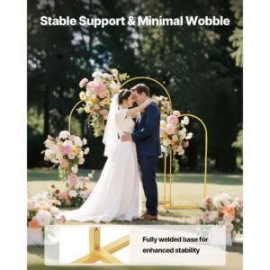 arch backdrop stand, set of 3, 6/5/4 ft, stable structure, easy assembly, gold metal arch backdrop stand for wedding, birthday party, graduation, holiday celebration, and ceremony decoration
