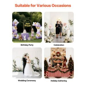 arch backdrop stand, set of 3, 6/5/4 ft, stable structure, easy assembly, gold metal arch backdrop stand for wedding, birthday party, graduation, holiday celebration, and ceremony decoration