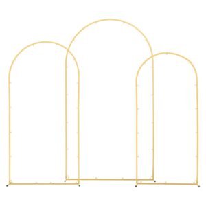Arch Backdrop Stand, Set of 3, 7.2/6.6/6 ft, Stable Structure, Easy Assembly, Gold Metal Arch Backdrop Stand for Wedding, Birthday Party, Graduation, Holiday Celebration, and Ceremony Decoration
