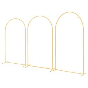 Arch Backdrop Stand, Set of 3, 8/7.2/6.6 ft, Stable Structure, Easy Assembly, Gold Metal Arch Backdrop Stand for Wedding, Birthday Party, Graduation, Holiday Celebration, and Ceremony Decoration