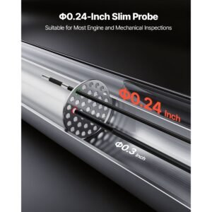 articulating borescope camera with light, two way articulated endoscope, 0.24" slim lens, 4.3" ips screen, 8x zoom, ip67 waterproof inspection camera for auto, mechanical equipment (4.9ft cable)