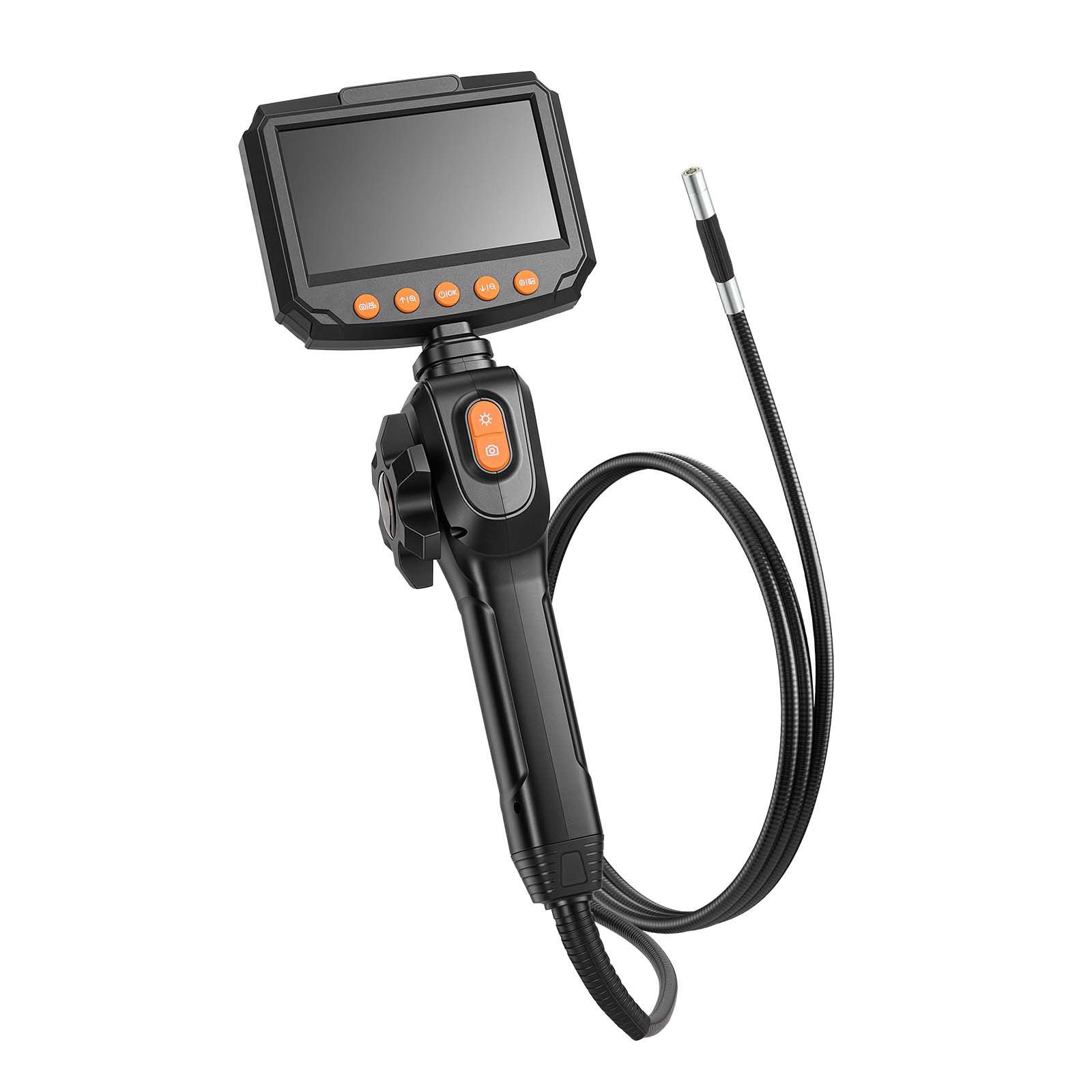 articulating endoscope with light, two way articulated borescope camera, 4.3" hd ips screen, 1280 x 720 lens, 8x zoom, ip67 waterproof inspection snake camera for auto, plumbing (4.9ft cable)