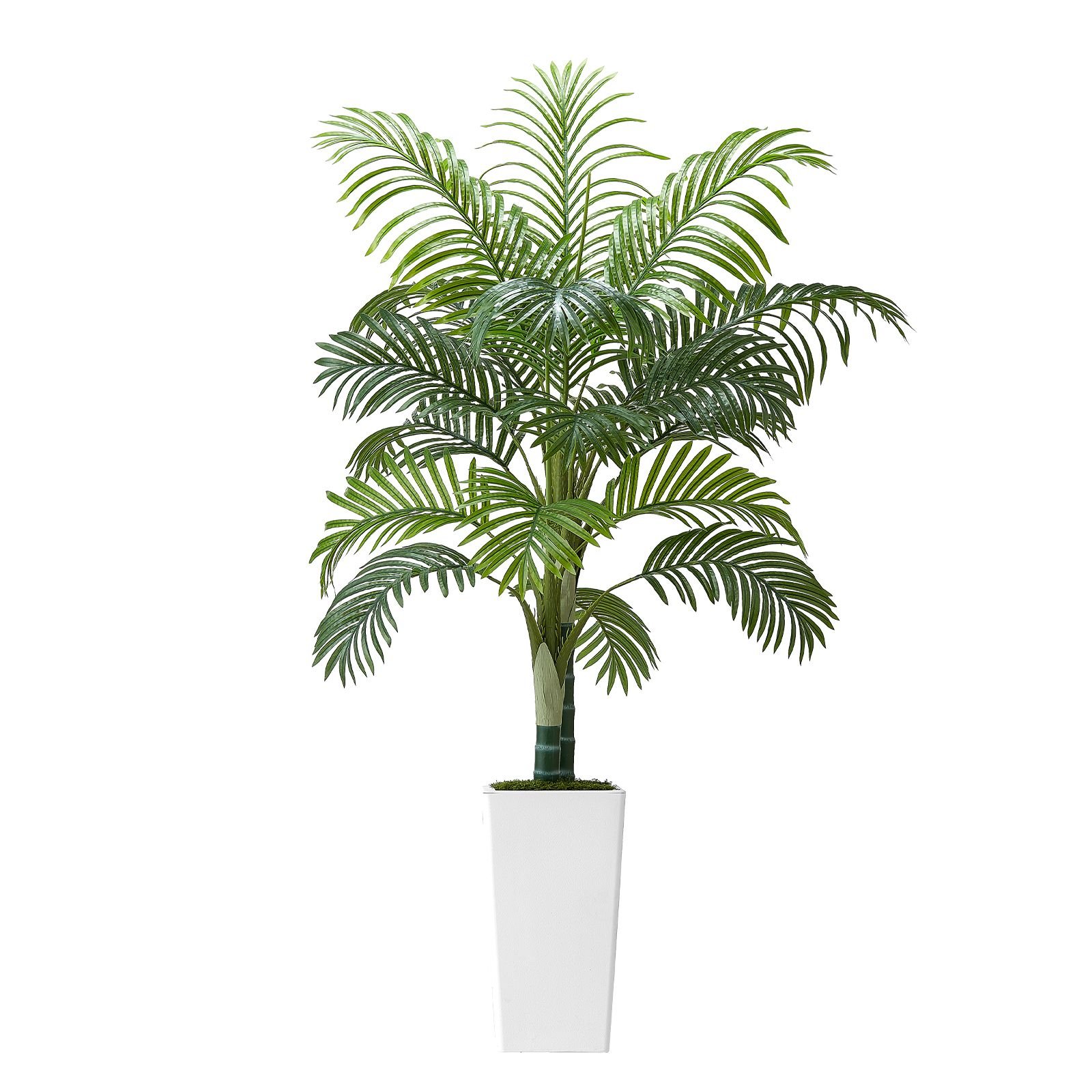 artificial areca palm tree 5 ft, fake palm tropical plants with white tall planter, faux floor silk plant in pot, large trees for home office living room decor house warming, indoor outdoor
