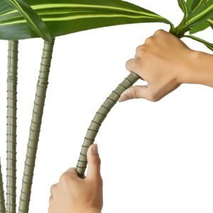 artificial dracaena tree 5 ft, fake palm tropical plants with white tall planter, faux floor silk plant in pot, large trees for home office living room decor house warming, indoor outdoor