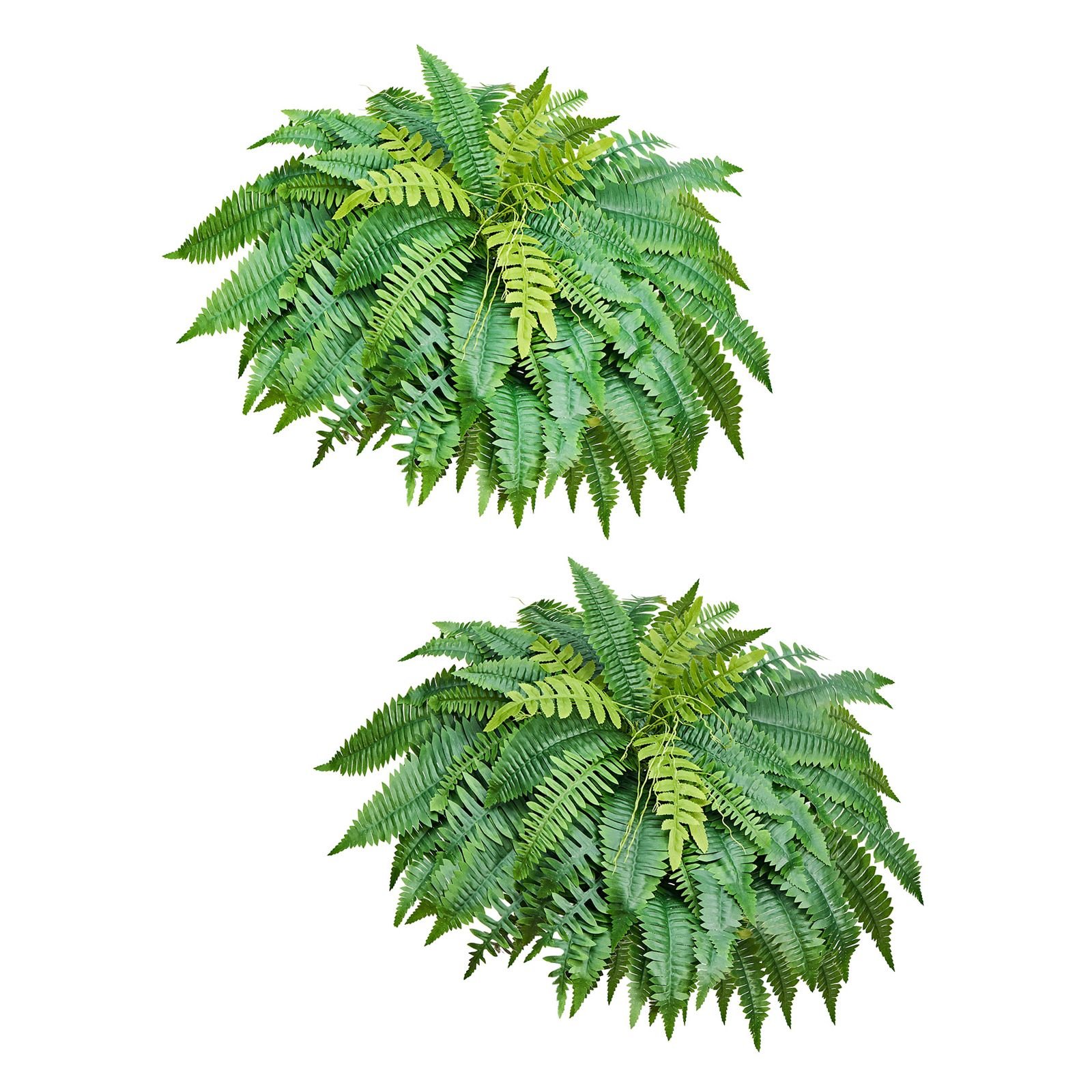 artificial ferns, 45 inch fake boston fern bush plant with 63 fronds, faux greenery for indoor/outdoor decor, silk & ldpe, suitable for home porch garden office living room planter, set of 2