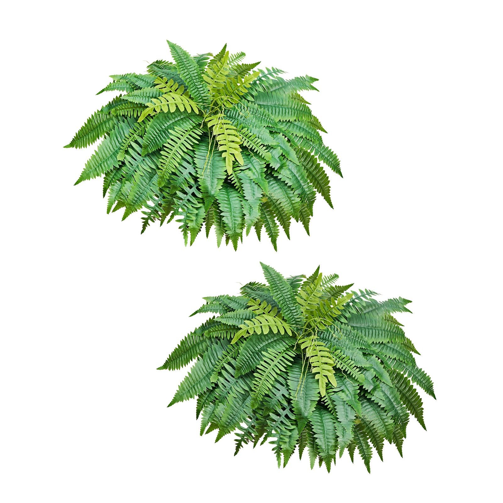 artificial ferns, 48 inch fake boston fern bush plant with 67 fronds, faux greenery for indoor/outdoor decor, silk & ldpe, suitable for home porch garden office living room planter, set of 2