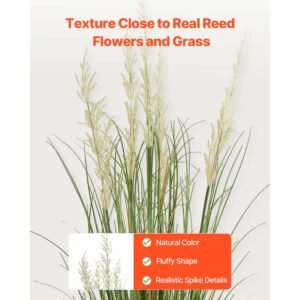 artificial grass plant, 2 pack 59 inch faux reed flower grass in pot, premium pvc fake greenery shrubs plant for indoor outdoor house home garden office room décor, housewarming, green