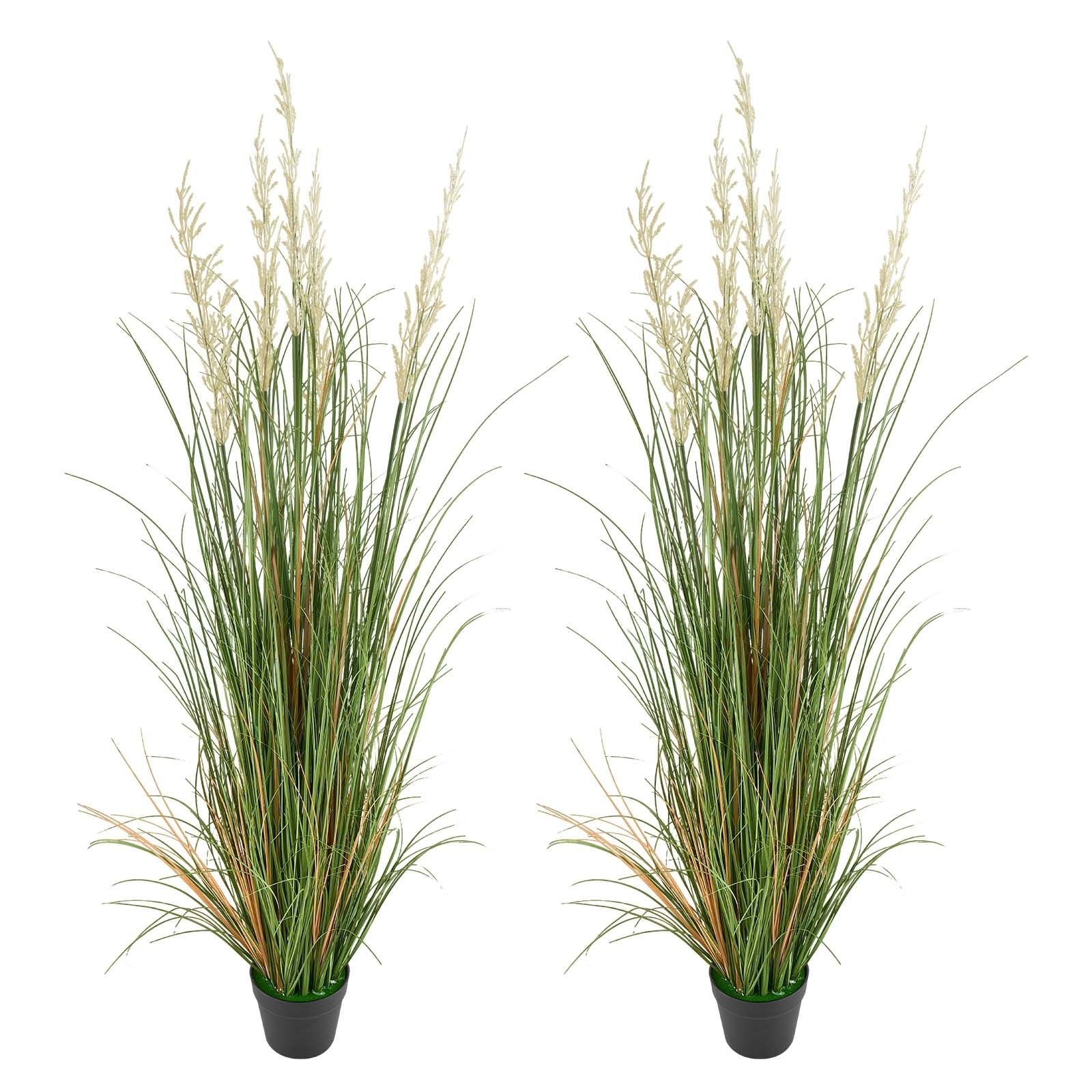 artificial grass plant, 2 pack 59 inch faux reed flower grass in pot, premium pvc fake greenery shrubs plant for indoor outdoor house home garden office room décor, housewarming, green