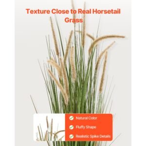 artificial grass plant, 2 pack 59 inch horsetail reed grass in pot, premium pvc faux fake greenery shrubs plant for indoor outdoor house home garden office room décor, housewarming, green