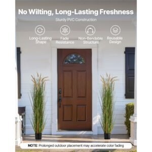 artificial grass plant, 2 pack 59 inch horsetail reed grass in pot, premium pvc faux fake greenery shrubs plant for indoor outdoor house home garden office room décor, housewarming, green