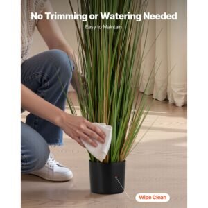 artificial grass plant, 2 pack 59 inch horsetail reed grass in pot, premium pvc faux fake greenery shrubs plant for indoor outdoor house home garden office room décor, housewarming, green