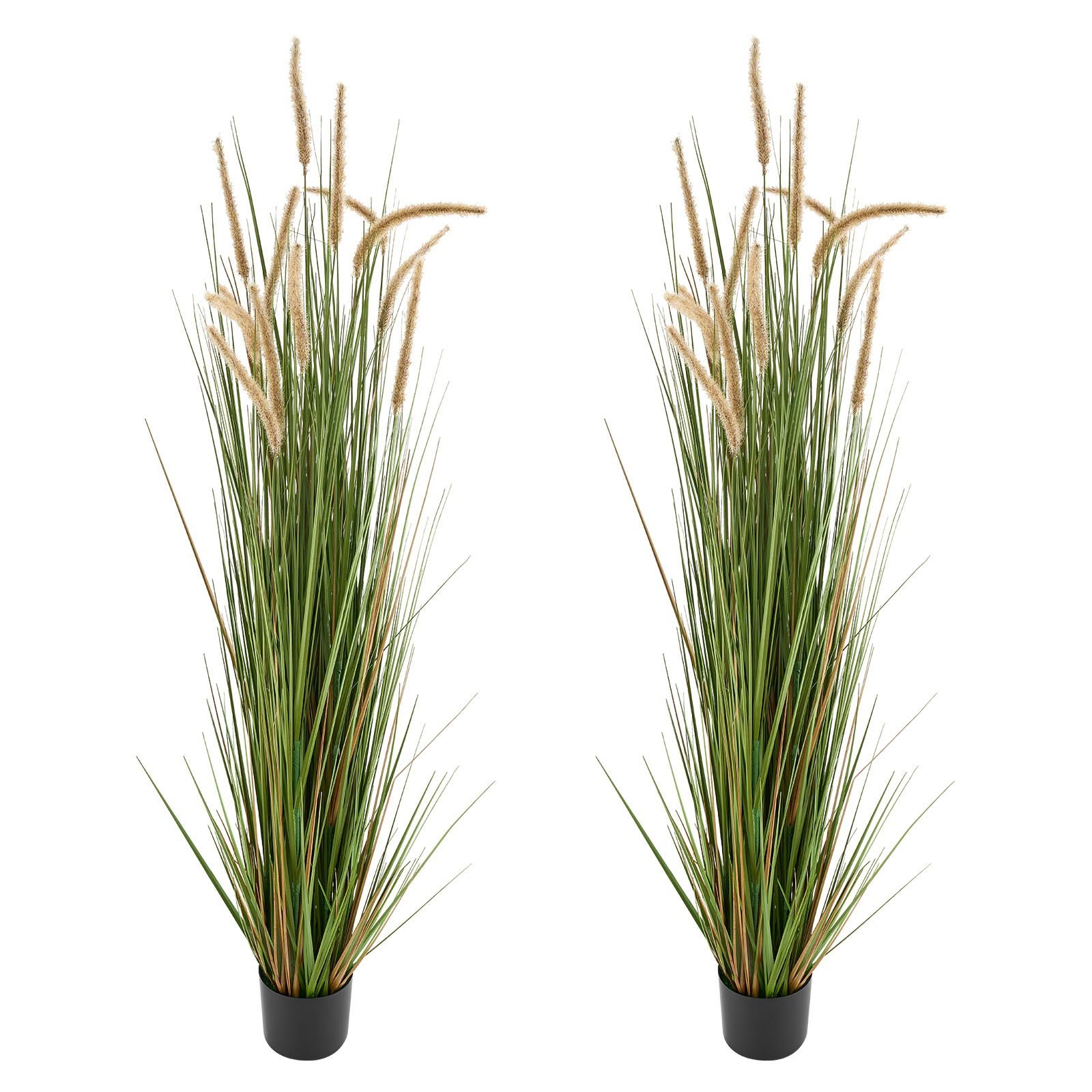 artificial grass plant, 2 pack 59 inch horsetail reed grass in pot, premium pvc faux fake greenery shrubs plant for indoor outdoor house home garden office room décor, housewarming, green