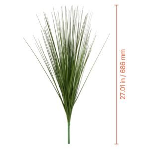 artificial grass plant, 27 inch faux onion grass fake greenery shrubs plant, premium pvc for indoor outdoor house home garden office room décor, housewarming, 8 pack green