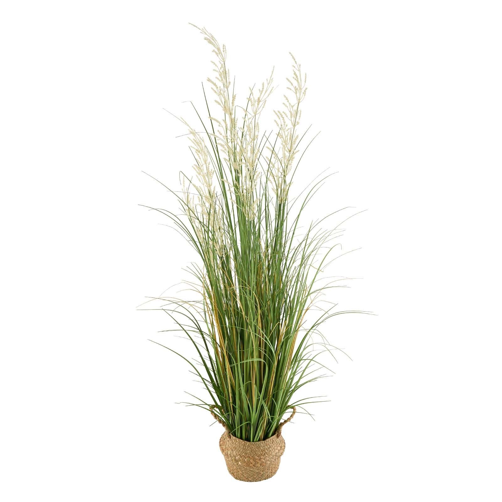 artificial grass plant, 47 inch reed flower grass in pot, premium pvc faux fake greenery shrubs plant for indoor outdoor house home garden office room décor, housewarming, 1 pack green
