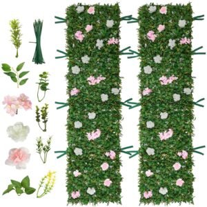 Artificial Luxury Flower Wall Backdrop, 2 PCS, Each Panel 2 x 8 ft, Gorgeous 3D Silk Floral Backdrop Pet Friendly, Easy Installation Flower Wall Panel for Wedding, Event, Party and Home Decor