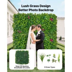 artificial plant wall, 12pcs 20 x 20 in artificial boxwood panels, greenery backdrop privacy hedge fence with sun protection, fake grass wall screen for wedding, indoor, outdoor garden, backyard