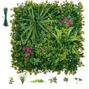 Artificial Plant Wall, 12PCS 20 x 20 in Artificial Boxwood Panels, Greenery Backdrop Privacy Hedge Fence with Sun Protection, Fake Grass Wall Screen for Wedding, Indoor, Outdoor Garden, Backyard