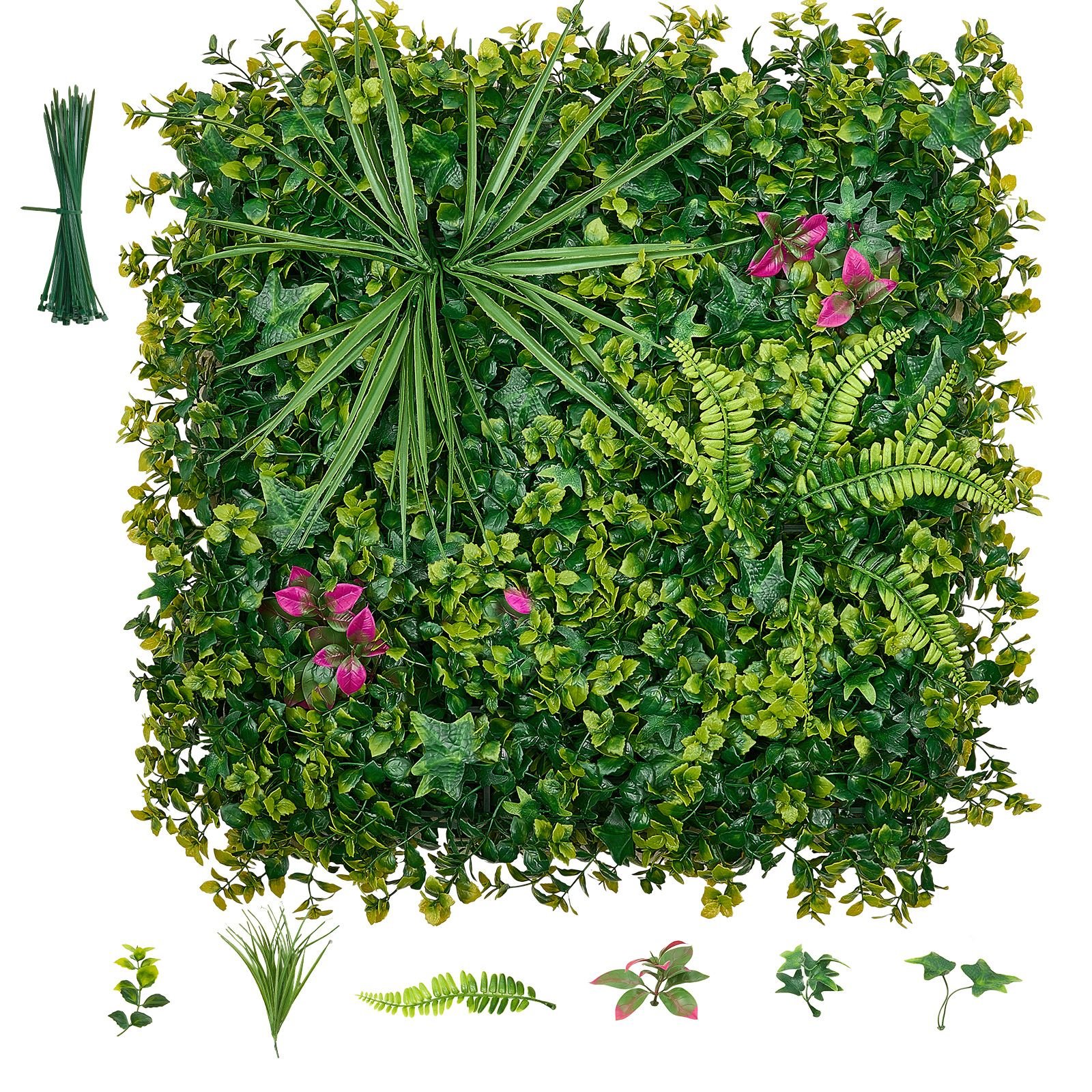 artificial plant wall, 12pcs 20 x 20 in artificial boxwood panels, greenery backdrop privacy hedge fence with sun protection, fake grass wall screen for wedding, indoor, outdoor garden, backyard