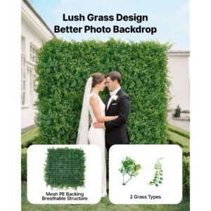 artificial plant wall, 12pcs 20 x 20 in artificial boxwood panels, sun protection greenery backdrop privacy hedge fence, fake grass screen for wedding, indoor, outdoor garden, backyard
