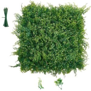 Artificial Plant Wall, 12PCS 20 x 20 in Artificial Boxwood Panels, Sun Protection Greenery Backdrop Privacy Hedge Fence, Fake Grass Screen for Wedding, Indoor, Outdoor Garden, Backyard