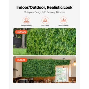 artificial plant wall, 12pcs 20 x 20 in artificial boxwood panels, sun protection greenery backdrop privacy hedge fence, fake grass screen for wedding, indoor, outdoor garden, backyard