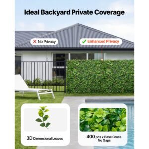 artificial plant wall, 16pcs 20 x 20 in artificial boxwood panels, greenery backdrop privacy hedge fence with sun protection, fake grass wall screen for wedding, indoor, outdoor garden, backyard