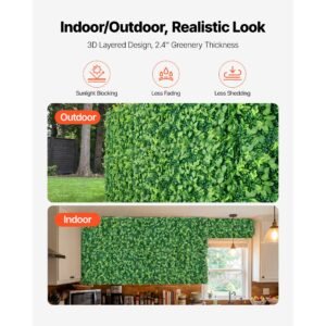 artificial plant wall, 4 pcs, each panel 2 x 8 ft artificial boxwood panels, sun protection greenery backdrop privacy hedge fence, fake grass screen for wedding, indoor, outdoor garden, backyard