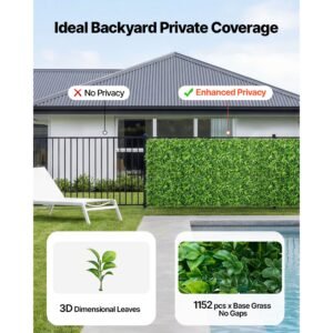 artificial plant wall, 40 x 120 in artificial boxwood panels, sun protection greenery backdrop privacy hedge fence, fake grass screen for wedding, indoor, outdoor garden, backyard (1 pc)