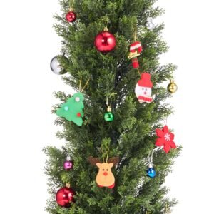 artificial topiary cedar trees, 60 inch 2 set faux pine shrubs plants, fake silk tree look real, easy assembly for decor front porch outdoor patio garden balcony backyard indoor office