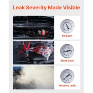 automotive smoke machine leak detector, dc 12v evap vacuum diagnostic tester with built in air pump & pressure gauge, 2 mode pipeline fuel detector for cars, motorcycles, trucks, boats, atvs