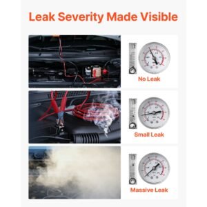 automotive smoke machine leak detector, dc 12v evap vacuum diagnostic tester with built in air pump, pressure gauge & flow meter, dual mode detector for cars, motorcycles, trucks, boats, atvs