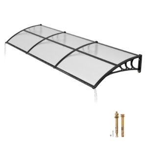 Awnings for Door Entrance, 38 x 117 in, Exterior Front Door Window Awnings with Drainage & ABS Bracket, Rain Snow Sun Protection, Overhang Polycarbonate Door Canopy for Porch Patio, Clear