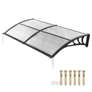 Awnings for Door Entrance, 38 x 78 in, Exterior Front Door Window Awnings with Drainage & ABS Bracket, Rain Snow Sun Protection, Overhang Polycarbonate Door Canopy for Porch Patio, Clear