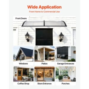 awnings for door entrance, 38 x 78 in, exterior front door window awnings with drainage & abs bracket, rain snow sun protection, overhang polycarbonate door canopy for porch patio, clear