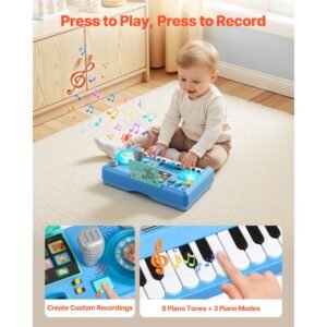 baby dj playset for toddlers 1 3, educational musical table toys with 133 sound sources, recording and led dj turntable, baby activity table for birthday, gift for kids aged 6+ months