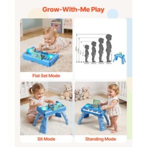 baby dj playset for toddlers 1 3, educational musical table toys with 133 sound sources, recording and led dj turntable, baby activity table for birthday, gift for kids aged 6+ months