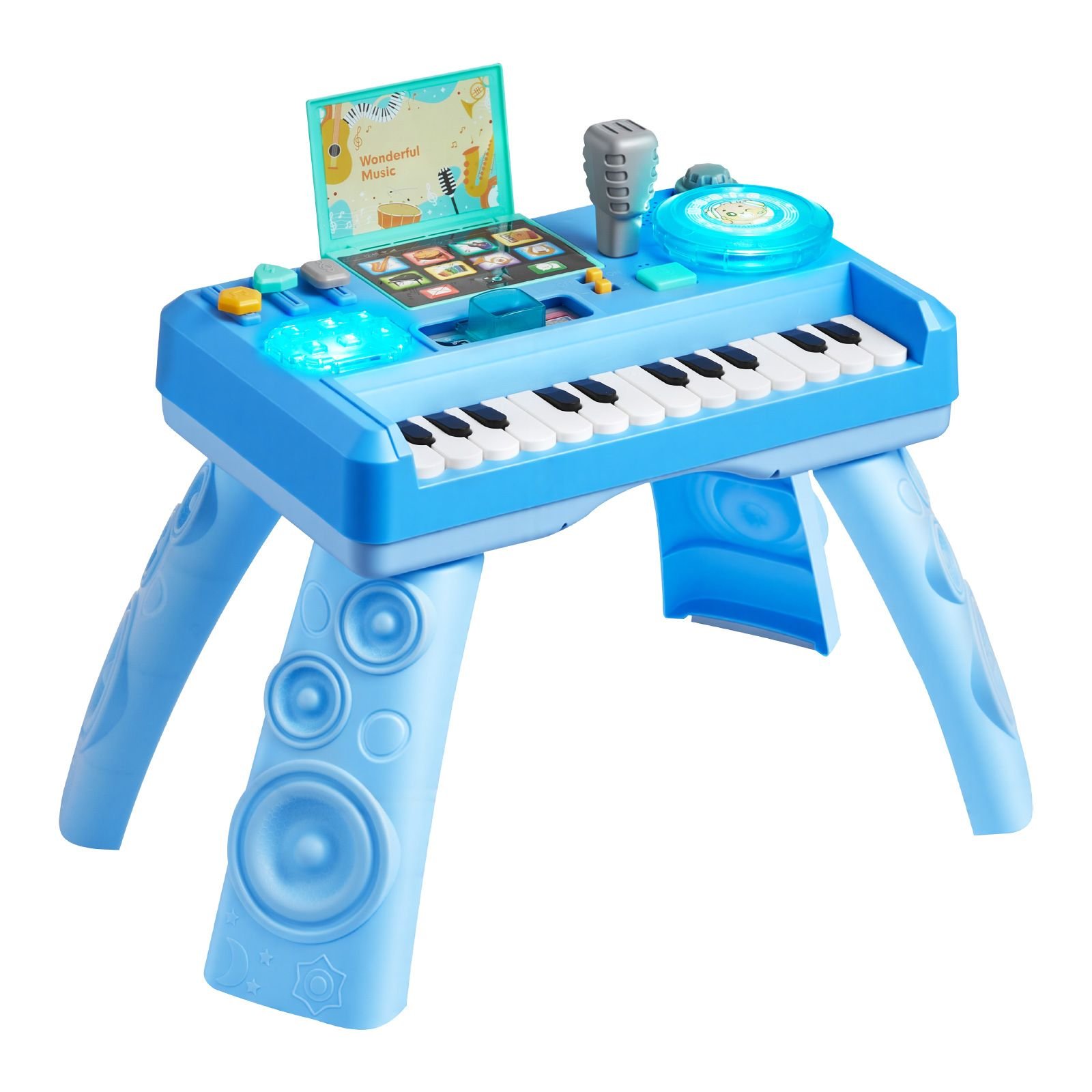 baby dj playset for toddlers 1 3, educational musical table toys with 133 sound sources, recording and led dj turntable, baby activity table for birthday, gift for kids aged 6+ months