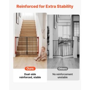baby gate for stairs, 28 43 in adjustable width, 36 in high dog gate, no bottom bar, one handed operation, easy drilling installation with hardware kit, for stairs, doorways, and house, black