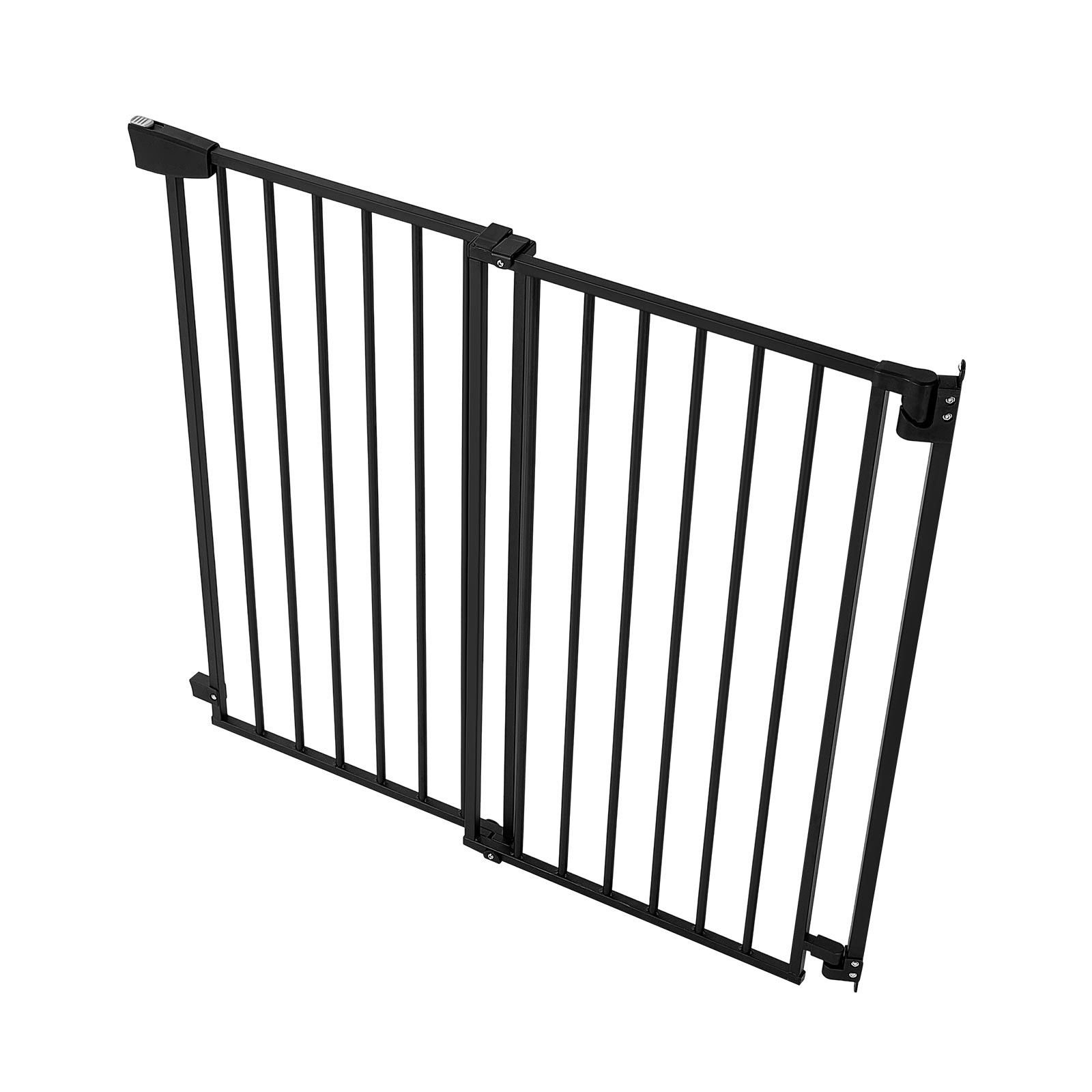 baby gate for stairs, 28 43 in adjustable width, 36 in high dog gate, no bottom bar, one handed operation, easy drilling installation with hardware kit, for stairs, doorways, and house, black