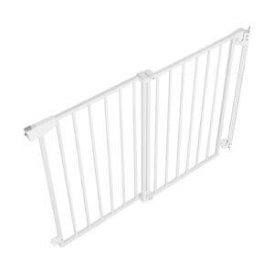 Baby Gate for Stairs, 29-43 in Adjustable Width, 36 in High Dog Gate, No Bottom Bar, One-Handed Operation, Easy Drilling Installation with Hardware Kit, for Stairs, Doorways, and House, White