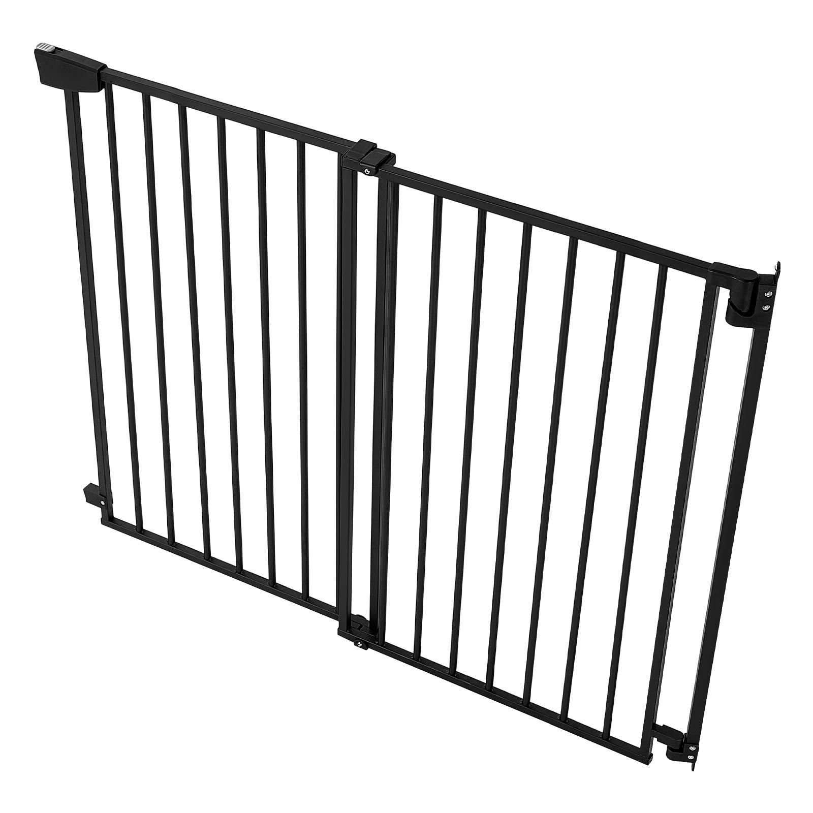 baby gate for stairs, 31 48 in adjustable width, 30 in high dog gate, no bottom bar, one handed operation, easy drilling installation with hardware kit, for stairs, doorways, and house, black